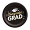 Black Congrats Grad 8 1/2" Round Disposable Dinner Plates 8 Count